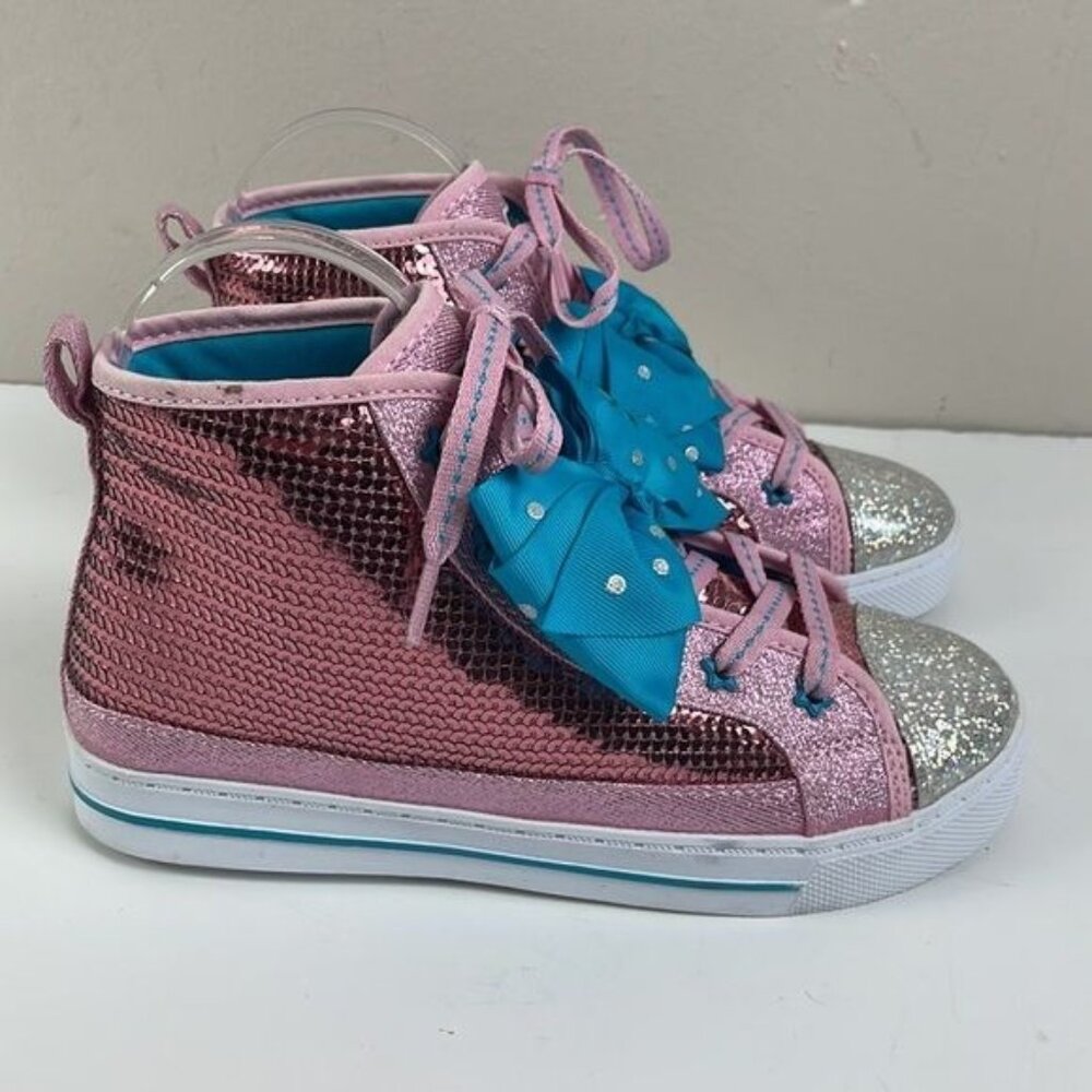 JoJo Siwa Pink Sequin Glitter High Top Sneakers Big Kids Size 4